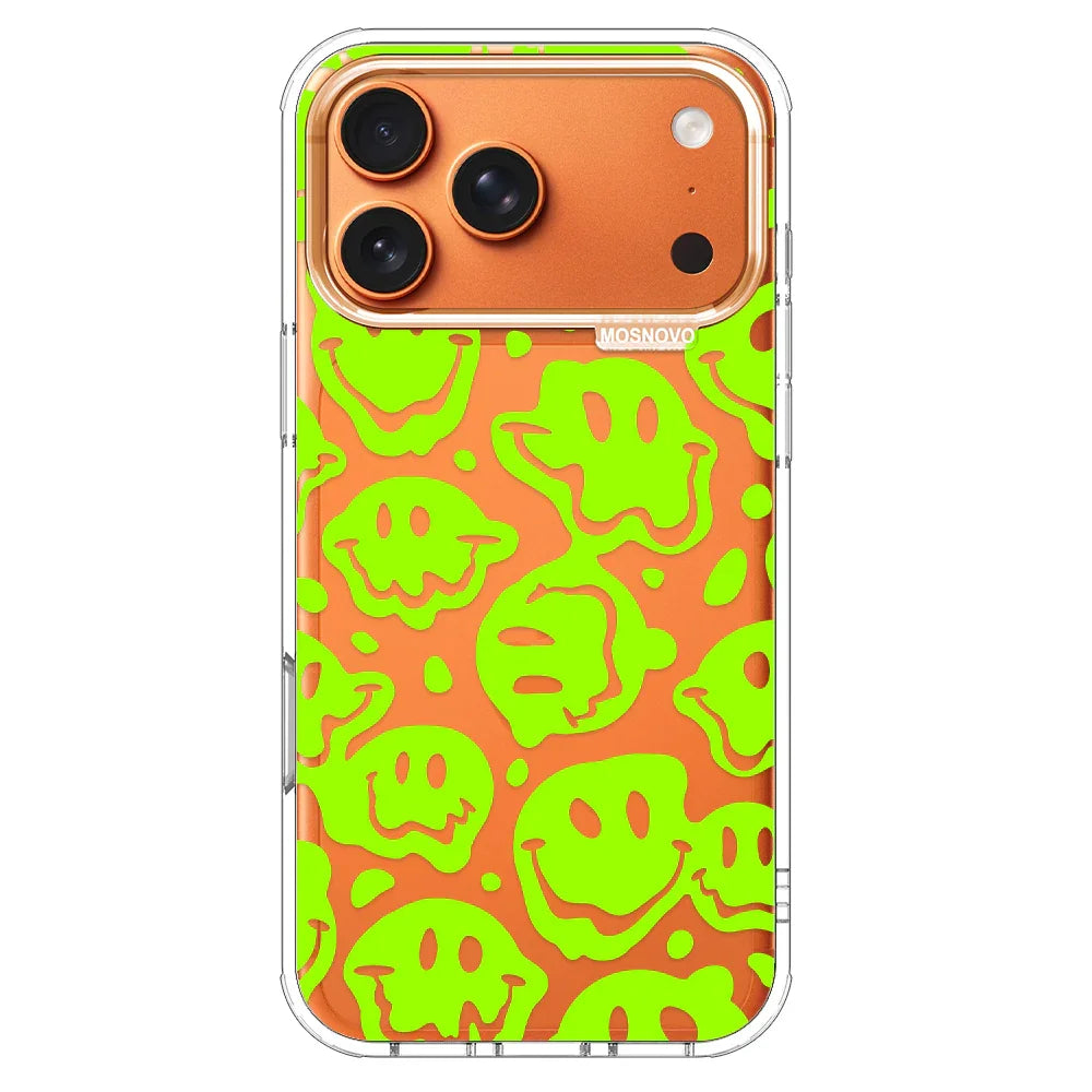 Distorted Green Smiles Face Phone Case - iPhone 17 Pro Max Case