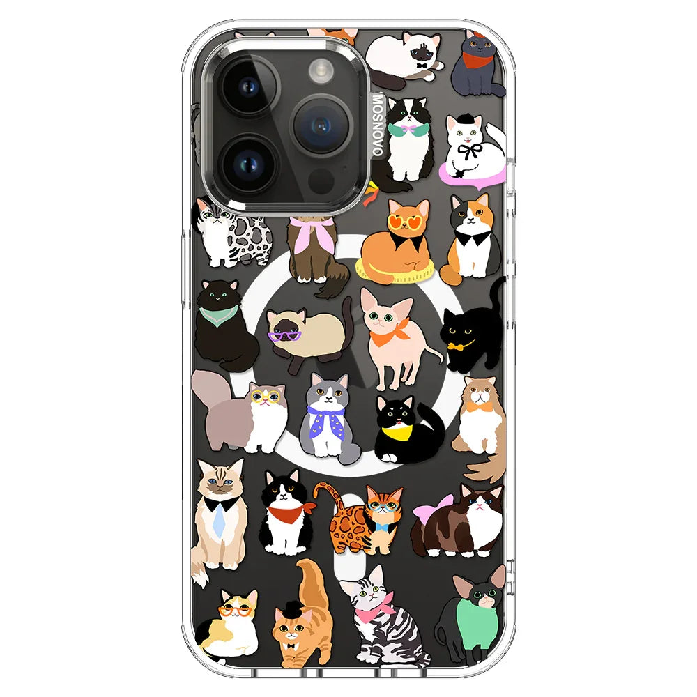 Cute Cat Phone Case - iPhone 14 Pro Max Case Clear With MagSafe