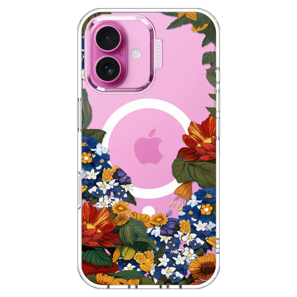 Floral Garden Phone Case - iPhone 16 Plus Case Clear With MagSafe