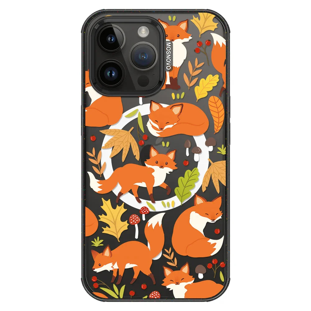 Autumn Fox Phone Case - iPhone 14 Pro Max Case Clear Black ShockStone With MagSafe