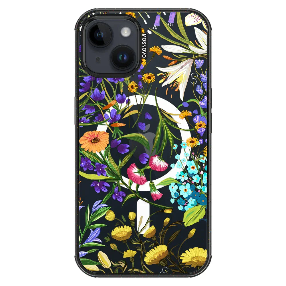 Summer Flower Holidays Phone Case - iPhone 13 Case Clear Black ShockStone With MagSafe