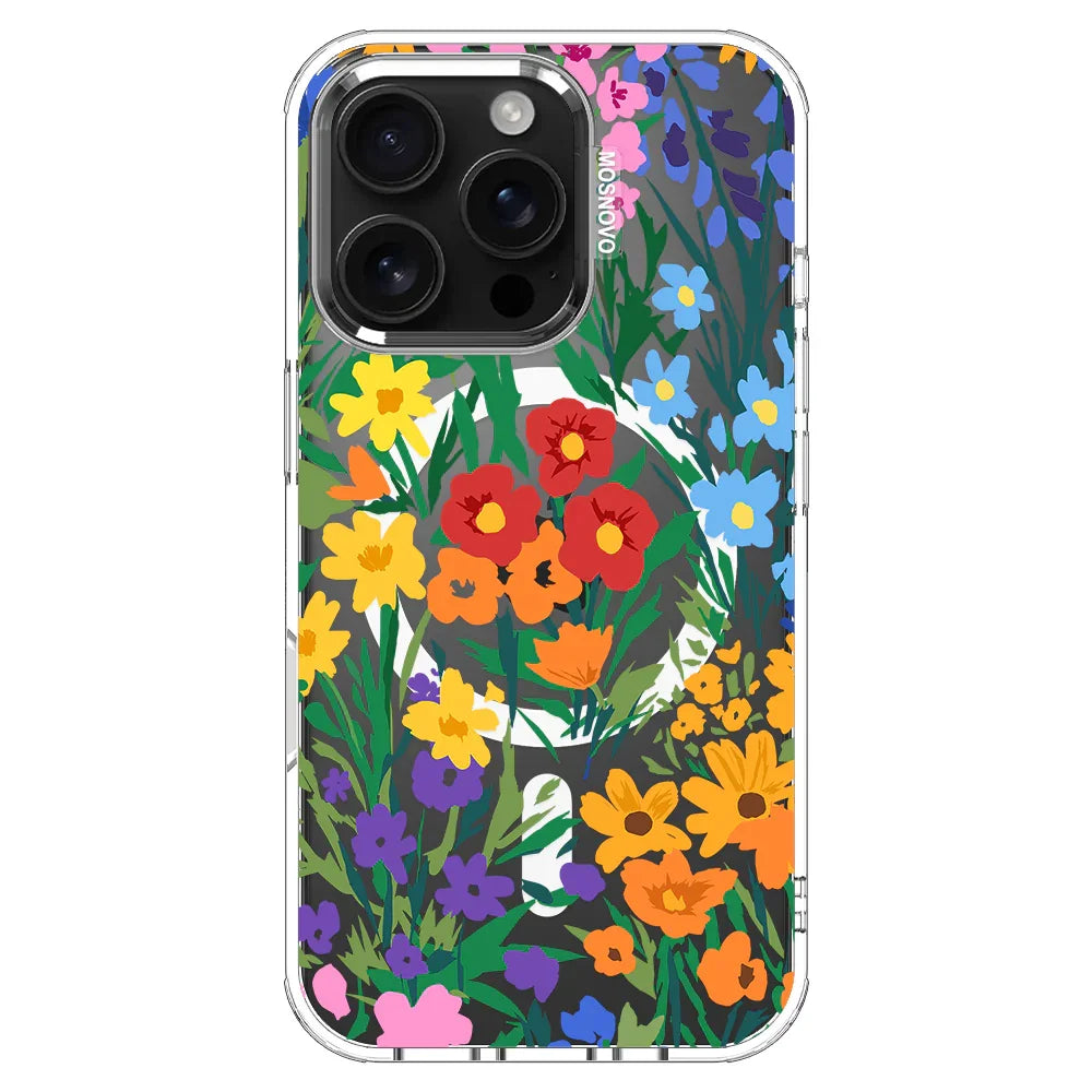 Spring Botanical Flower Floral Phone Case - iPhone 16 Pro Case Clear With MagSafe