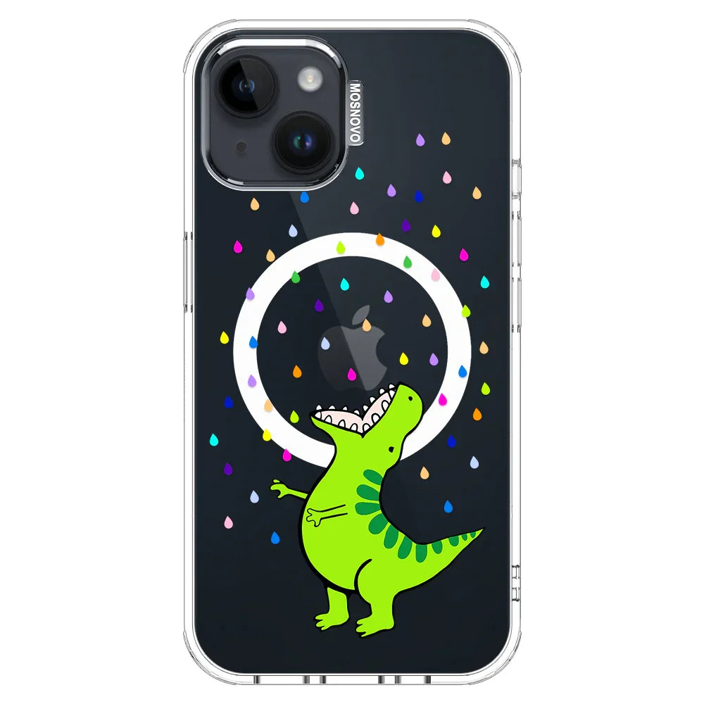 Rainbow Dinosaur Phone Case - iPhone 13 Case Clear With MagSafe