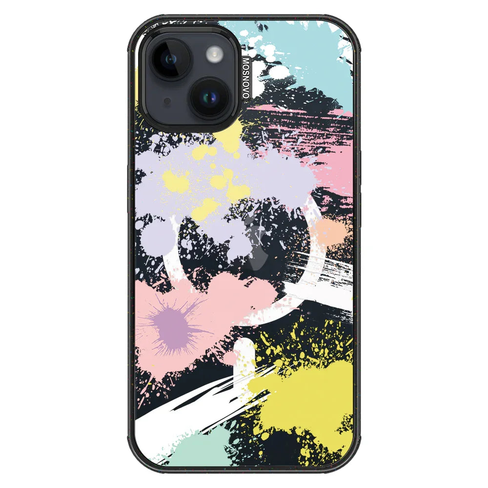 Splash Paint Phone Case - iPhone 14 Plus Case Clear Black ShockStone With MagSafe