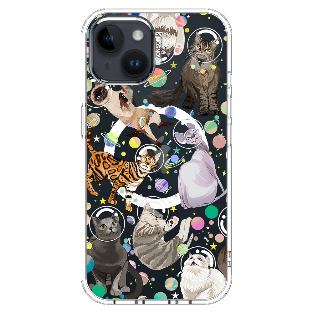 Space Cat Phone Case - iPhone 14 Case Clear With MagSafe