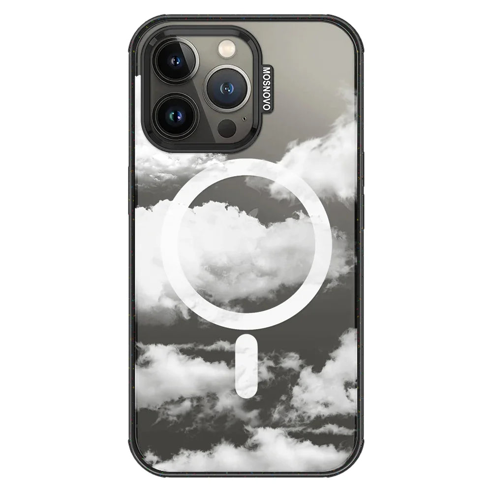 Cloud Phone Case - iPhone 13 Pro Case Clear Black ShockStone With MagSafe