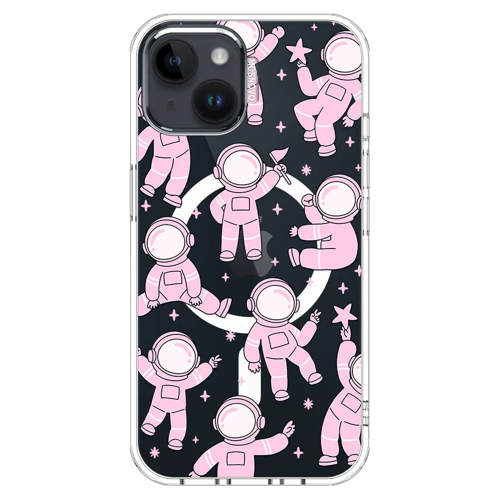Pink Astronaut Phone Case - iPhone 13 Case Clear With MagSafe