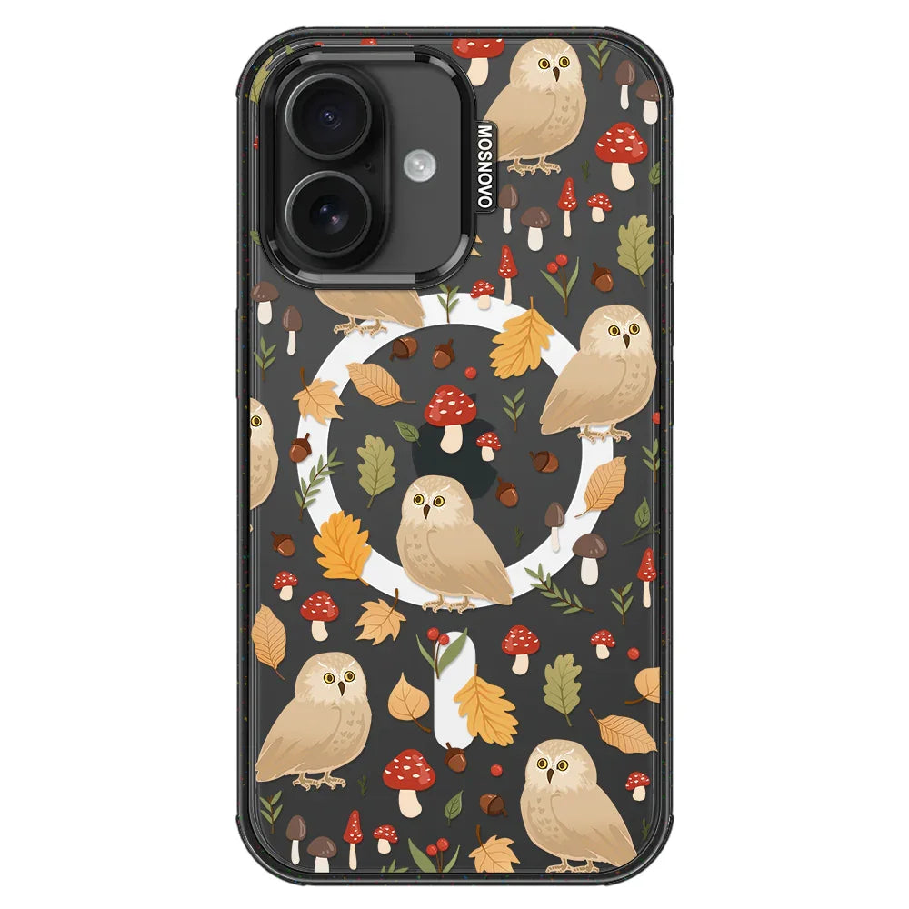Autumn Owl Phone Case - iPhone 16 Plus Case Clear Black ShockStone With MagSafe