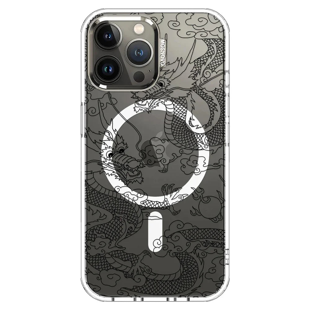 Black Dragon Phone Case - iPhone 13 Pro Max Case Clear With MagSafe