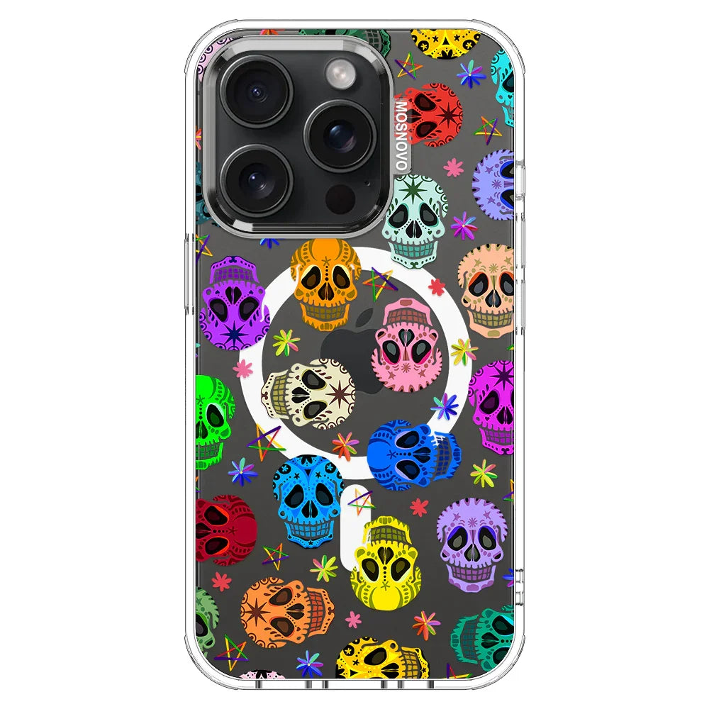 Sugar Skull Phone Case - iPhone 15 Pro Case Clear With MagSafe