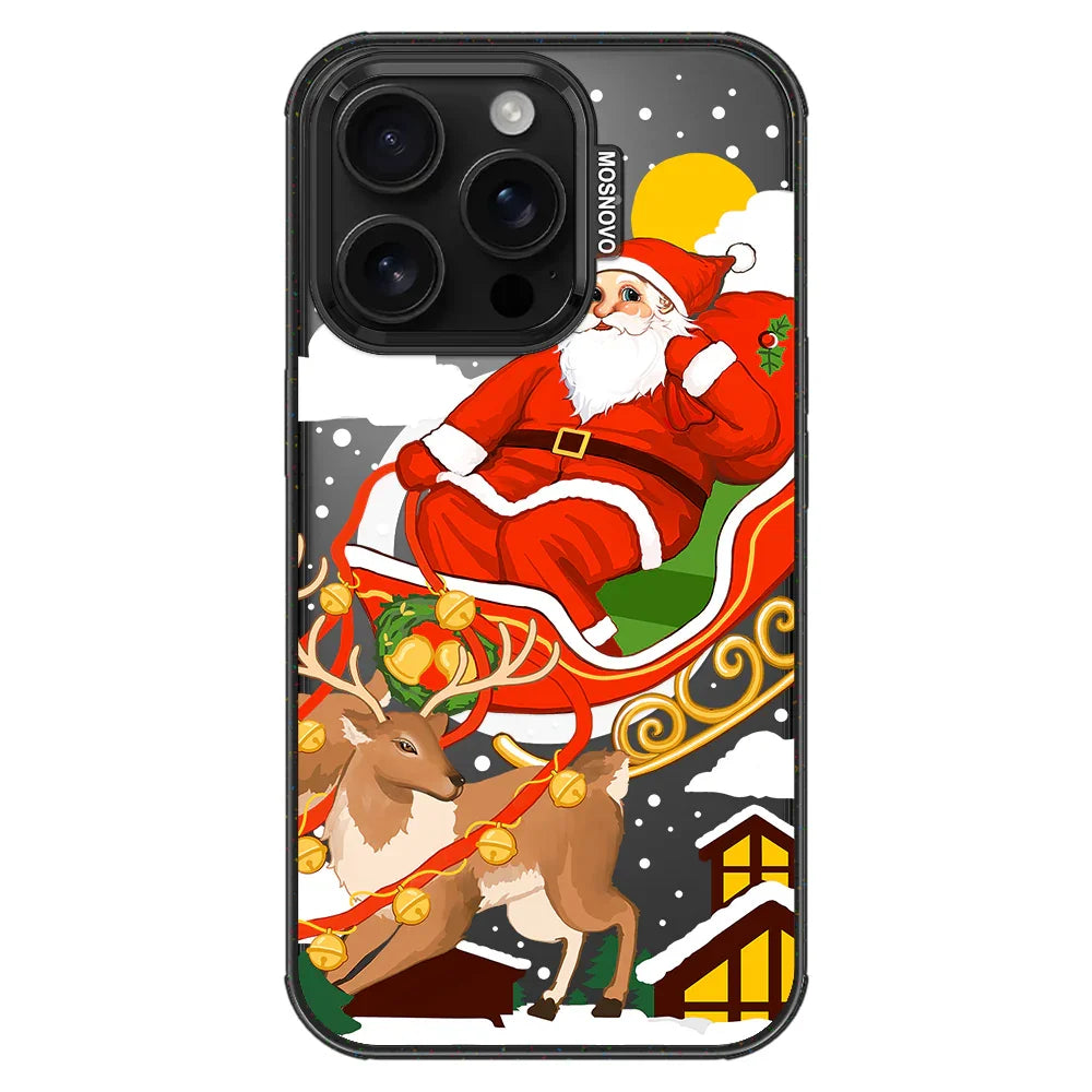 Santa Claus Phone Case - iPhone 16 Pro Case Clear Black ShockStone With MagSafe