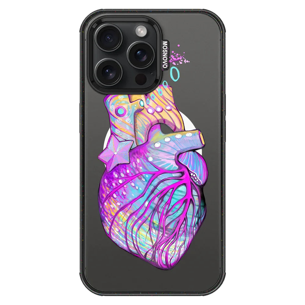 Art of Heart Phone Case - iPhone 15 Pro Max Case Clear Black ShockStone With MagSafe
