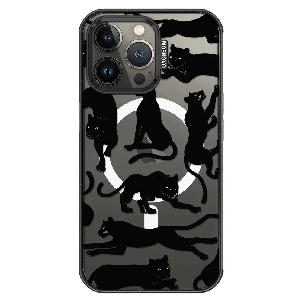 Black Panther Phone Case - iPhone 13 Pro Case Clear Black ShockStone With MagSafe