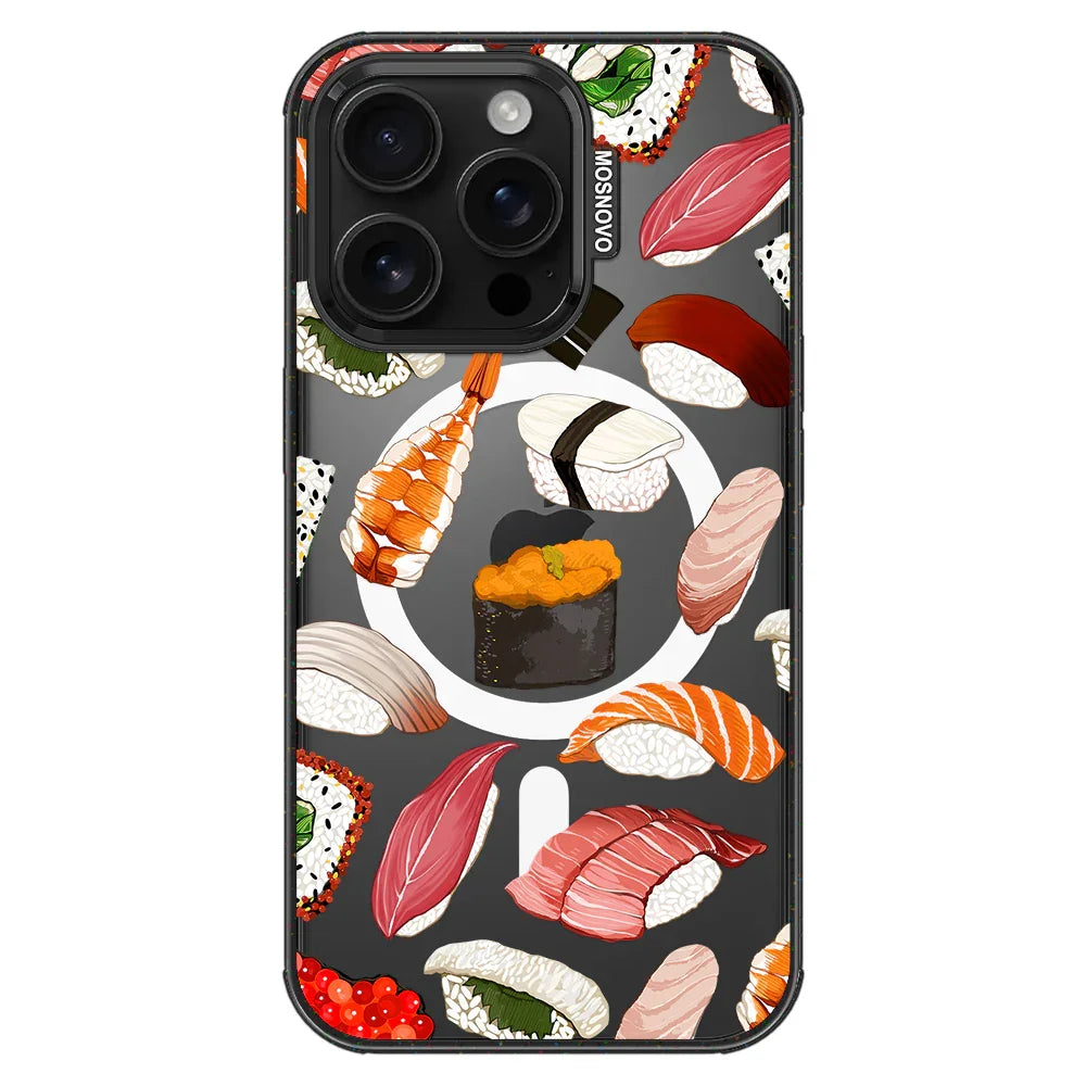 Sushi Phone Case - iPhone 16 Pro Case Clear Black ShockStone With MagSafe