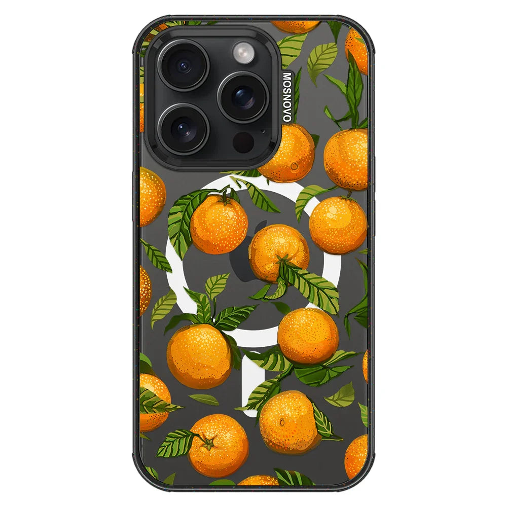 Tangerine Phone Case - iPhone 15 Pro Case Clear Black ShockStone With MagSafe