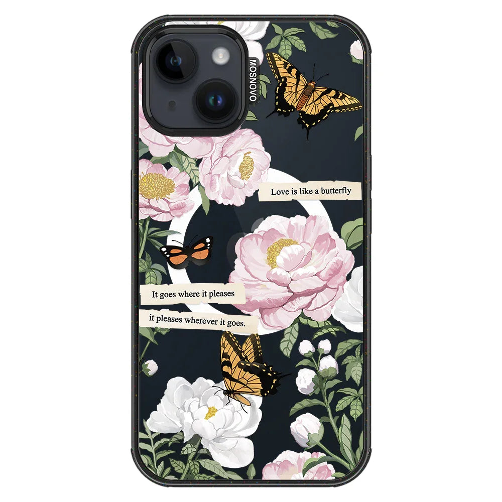 Bloom Phone Case - iPhone 14 Case Clear Black ShockStone With MagSafe