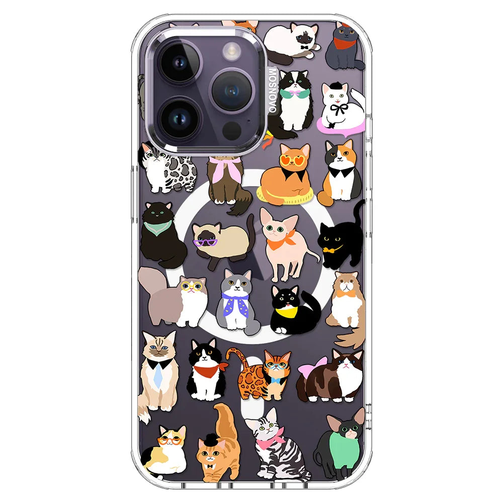 Cute Cat Phone Case - iPhone 14 Pro Max Case Clear With MagSafe