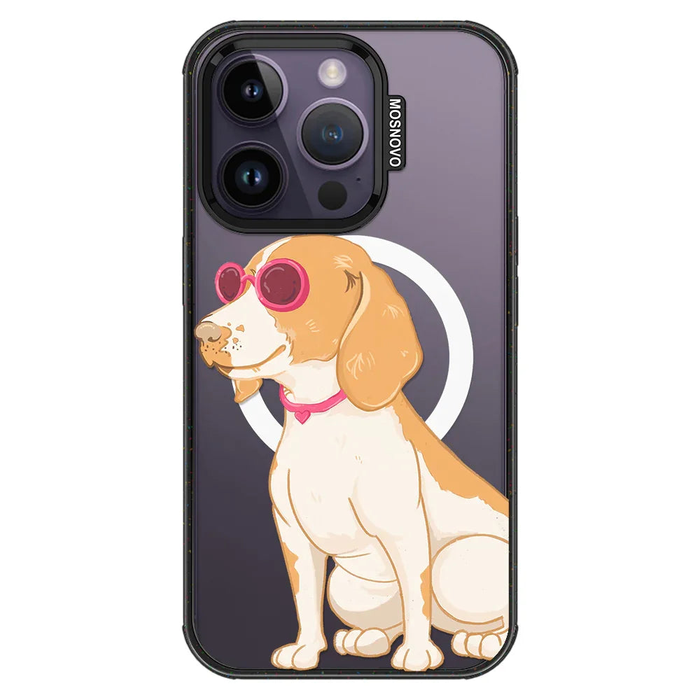 Cute Beagle Phone Case - iPhone 14 Pro Case Clear Black ShockStone With MagSafe