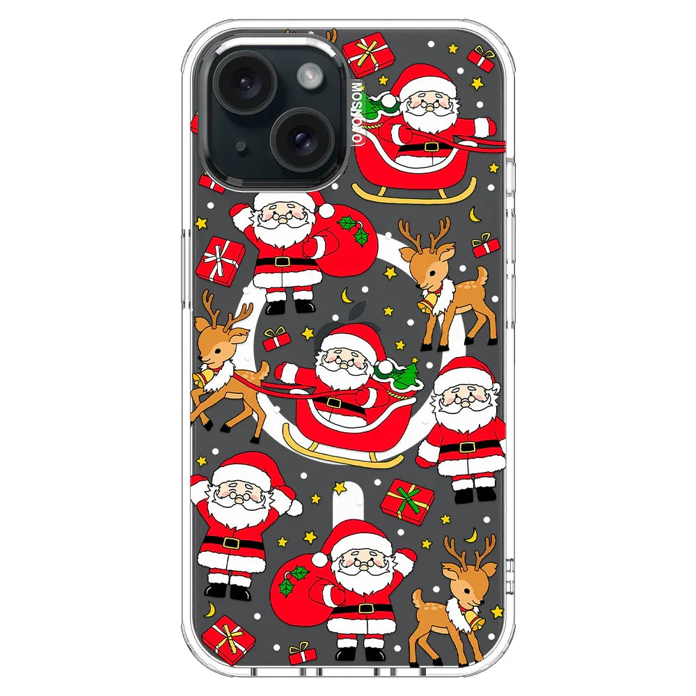 Cute Santa Claus Deer Phone Case - iPhone 15 Plus Case Clear With MagSafe