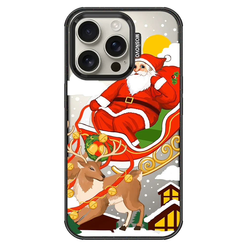 Santa Claus Phone Case - iPhone 16 Pro Case Clear Black ShockStone With MagSafe