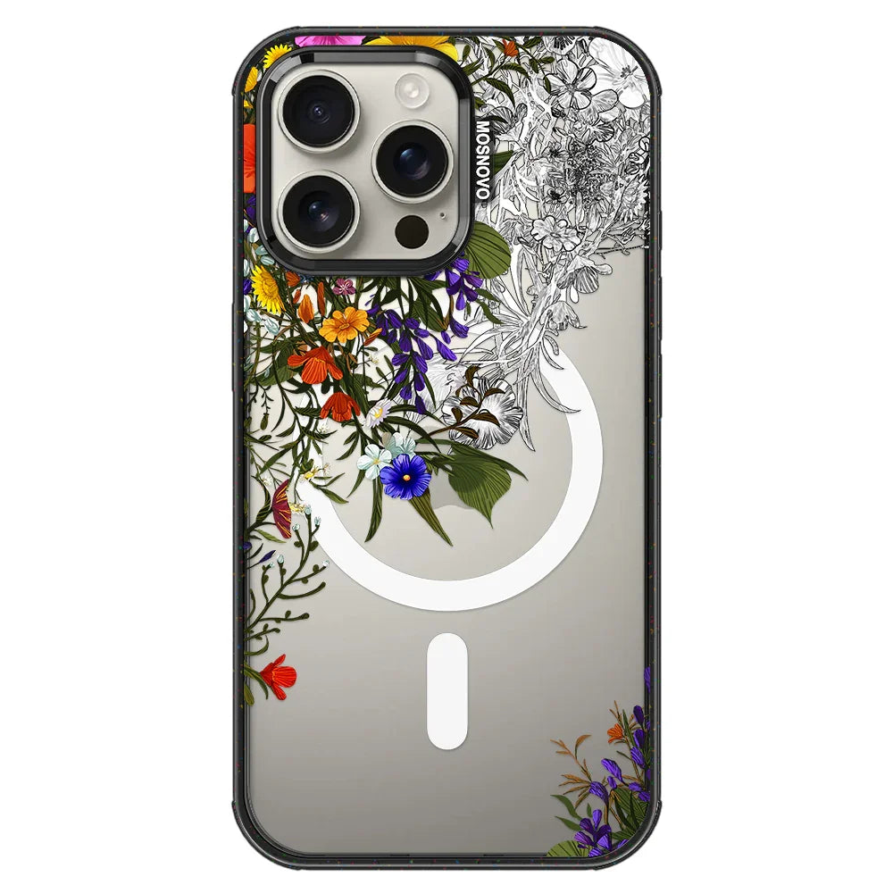 Spring Meadow Phone Case - iPhone 16 Pro Max Case Clear Black ShockStone With MagSafe
