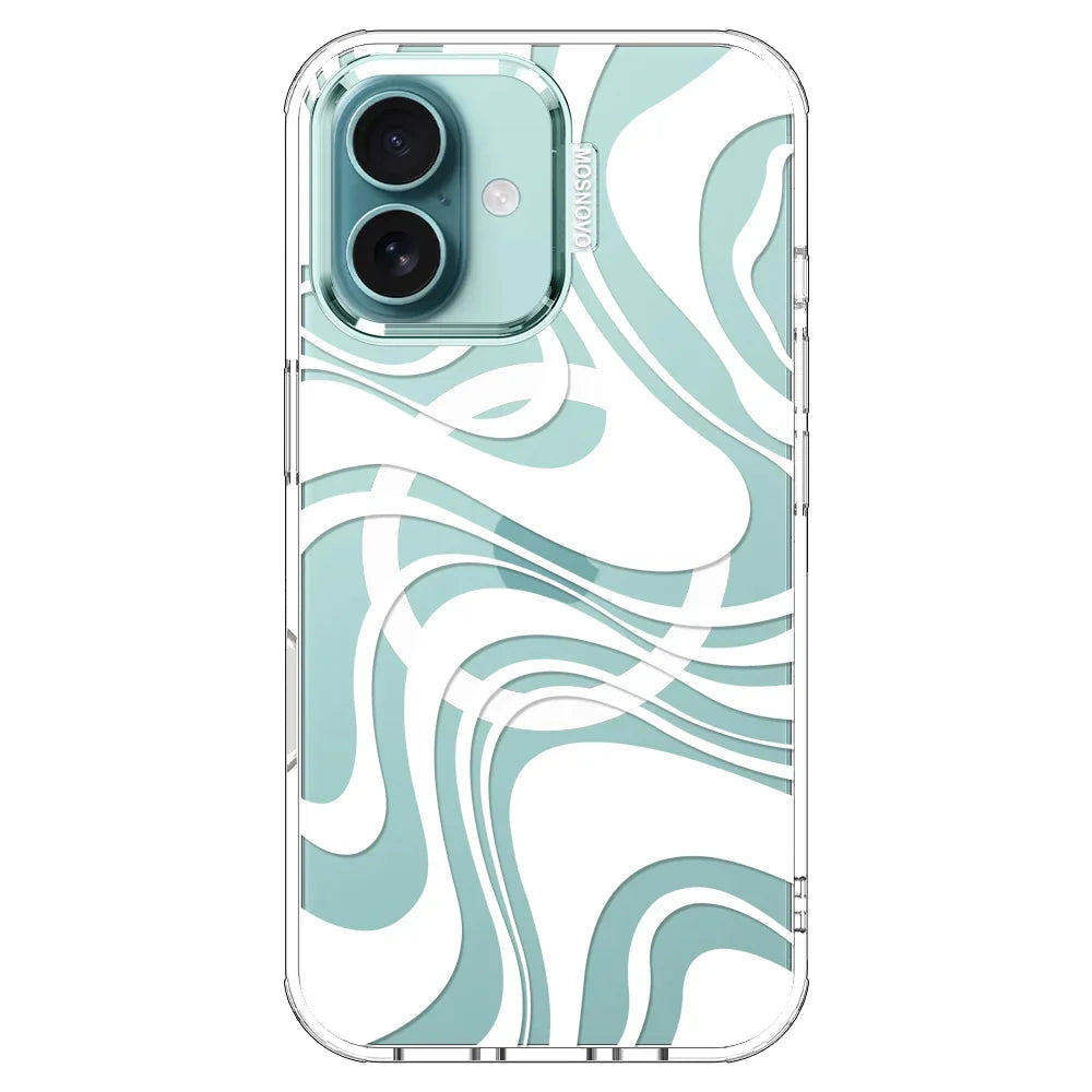 White Swirl Phone Case - iPhone 16 Case Clear With MagSafe