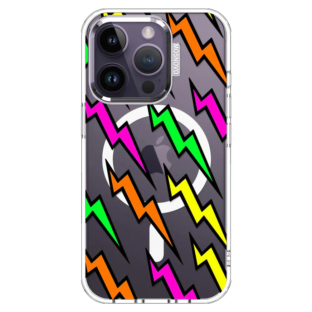 Colorful Lightning Phone Case - iPhone 14 Pro Case Clear With MagSafe