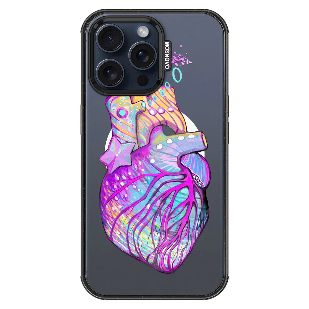 Art of Heart Phone Case - iPhone 15 Pro Max Case Clear Black ShockStone With MagSafe