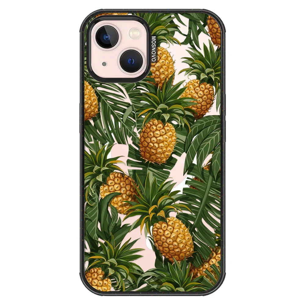 Pineapples Phone Case - iPhone 13 Case Clear Black ShockStone With MagSafe