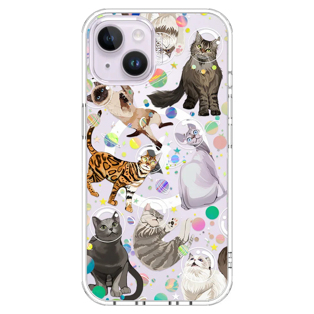 Space Cat Phone Case - iPhone 14 Case Clear With MagSafe