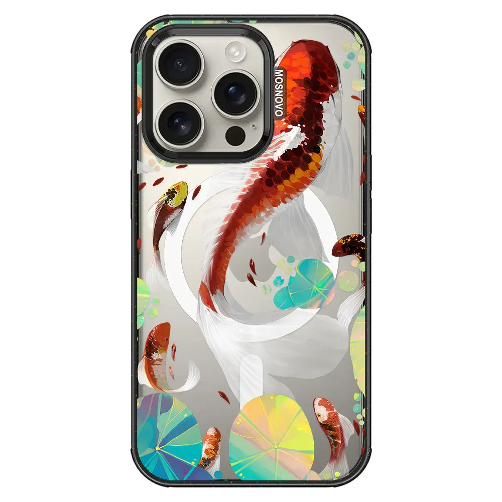 Koi Art Phone Case - iPhone 16 Pro Case Clear Black ShockStone With MagSafe