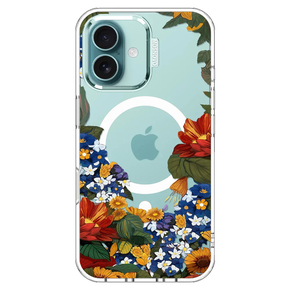 Floral Garden Phone Case - iPhone 16 Plus Case Clear With MagSafe