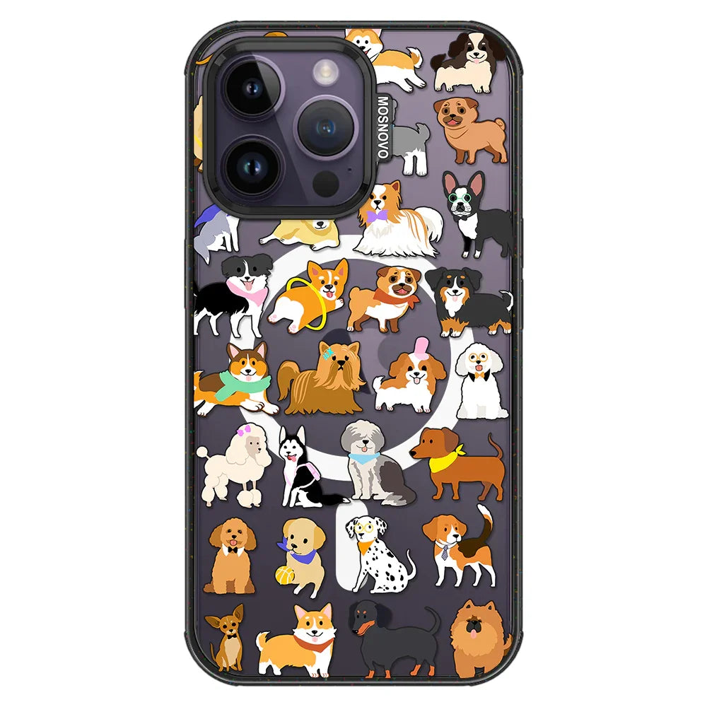 Cute Puppy Phone Case - iPhone 14 Pro Max Case Clear Black ShockStone With MagSafe