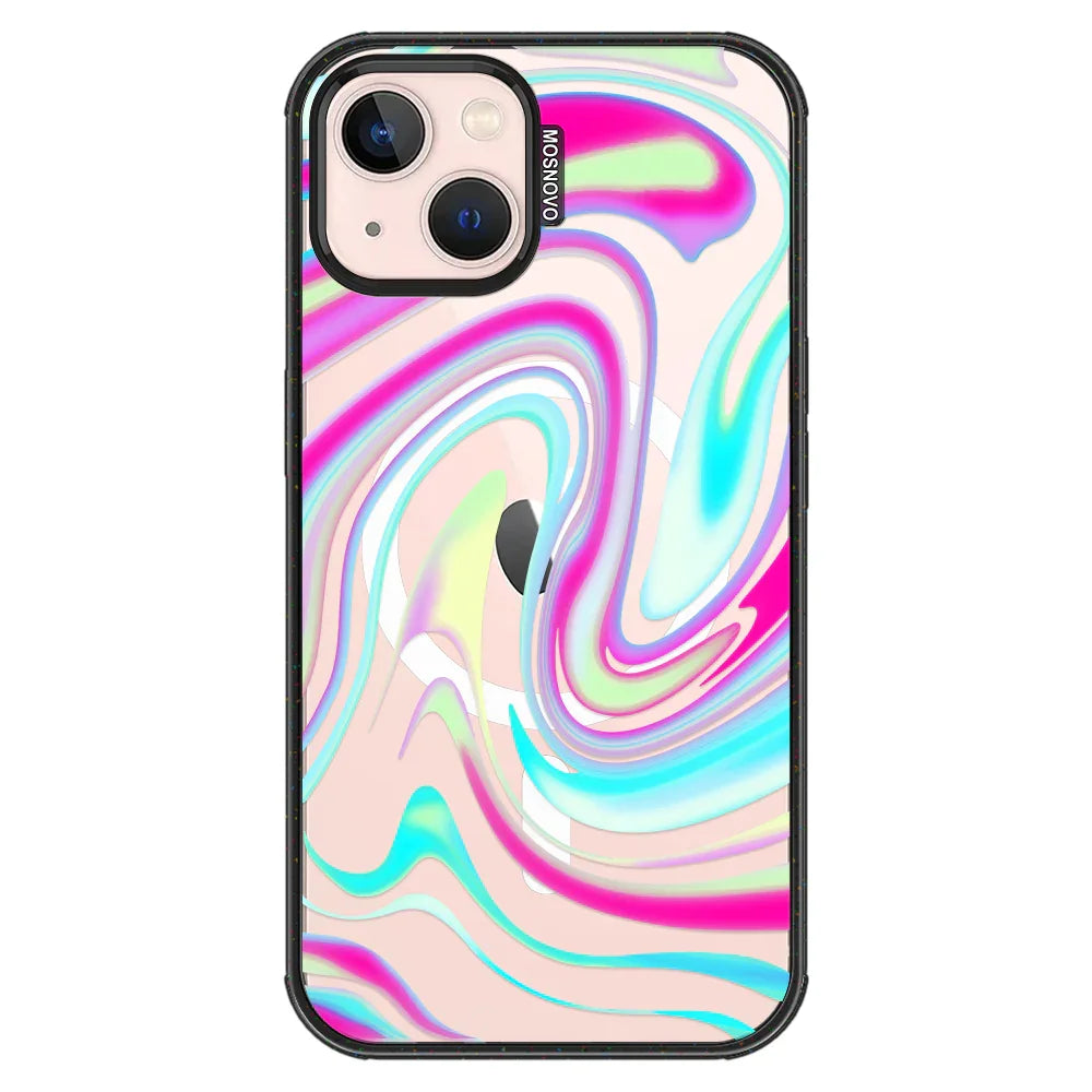 Psychedelic Swirls Phone Case - iPhone 13 Case Clear Black ShockStone With MagSafe