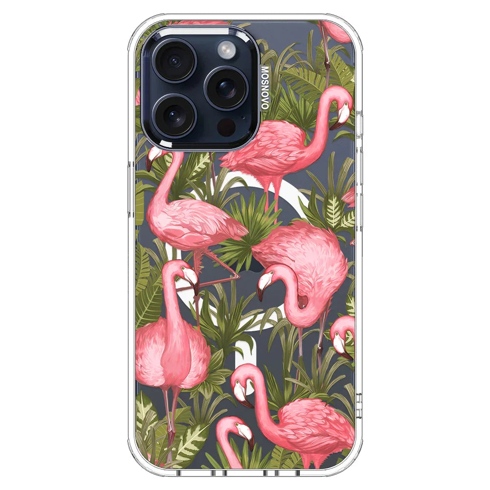 Flamingo Art Phone Case - iPhone 15 Pro Max Case Clear With MagSafe