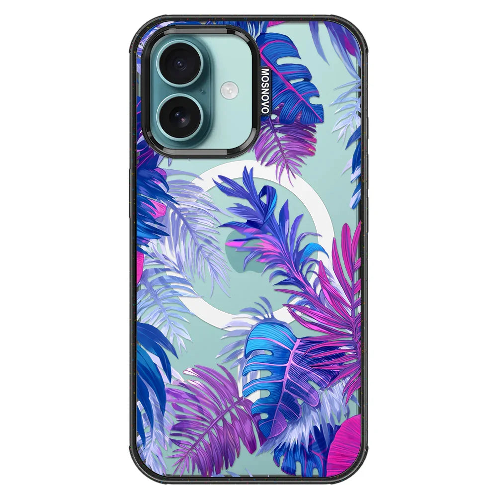 Fancy Palm Leaf Phone Case - iPhone 16 Case Clear Black ShockStone With MagSafe