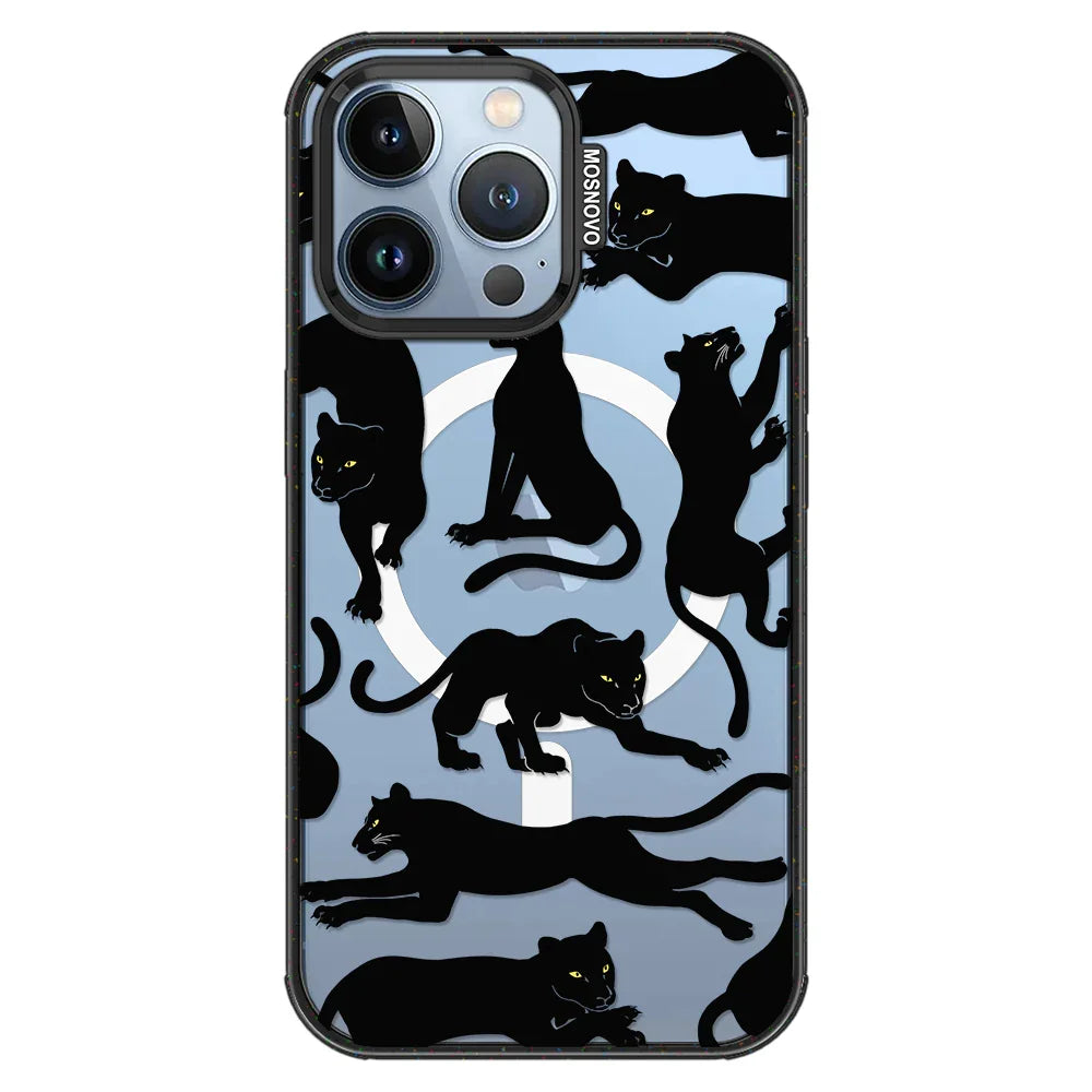 Black Panther Phone Case - iPhone 13 Pro Case Clear Black ShockStone With MagSafe