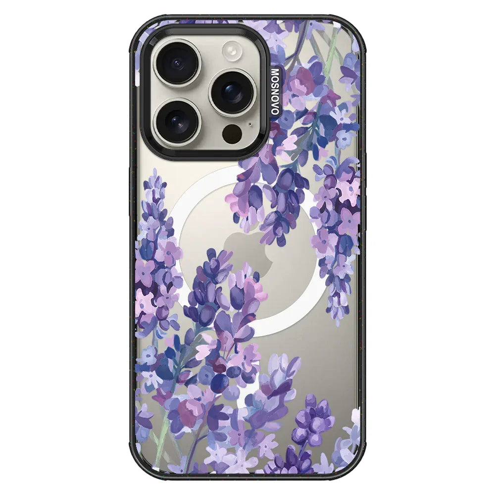 Lavender Phone Case - iPhone 16 Pro Case Clear Black ShockStone With MagSafe