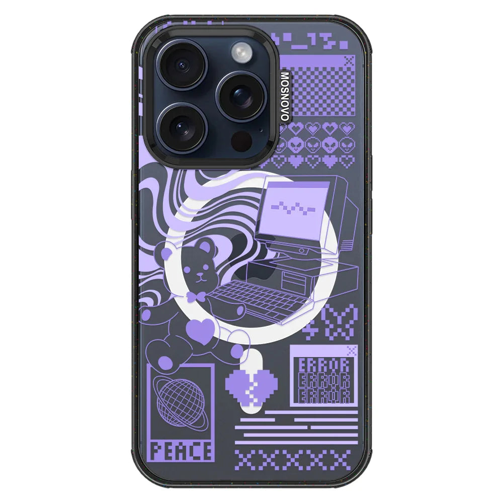 Y2K Aesthetic Phone Case - iPhone 15 Pro Case Clear Black ShockStone With MagSafe