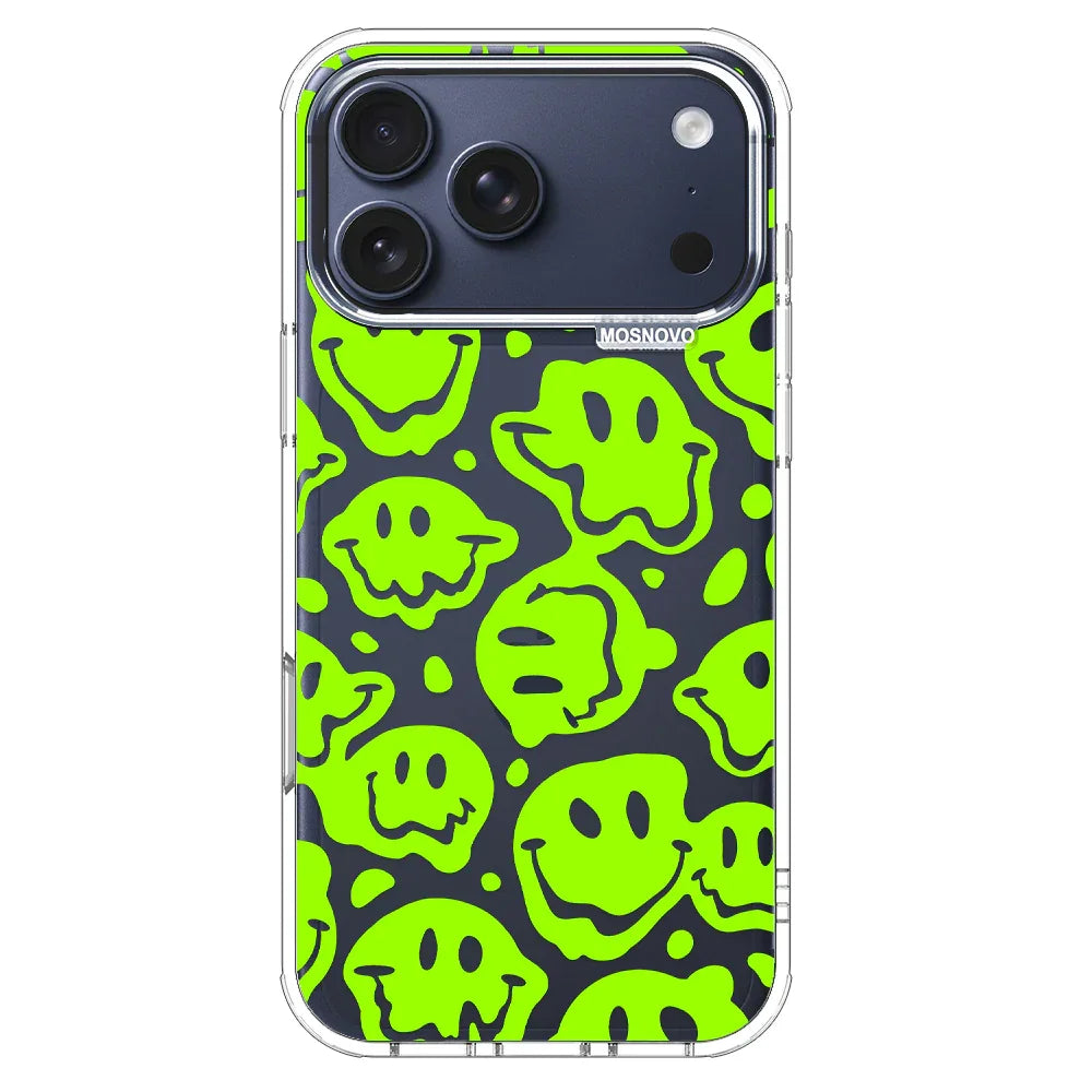 Distorted Green Smiles Face Phone Case - iPhone 17 Pro Max Case