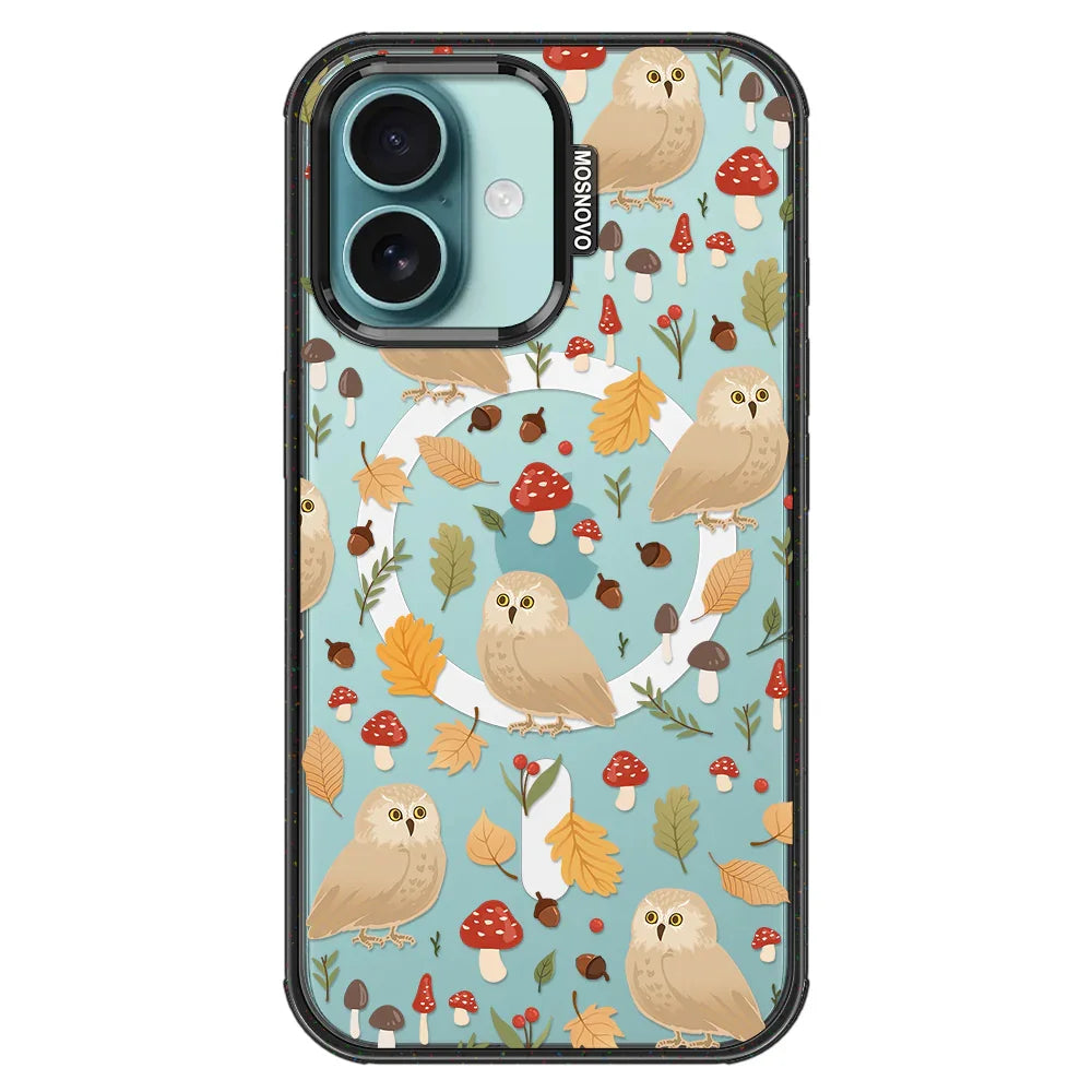 Autumn Owl Phone Case - iPhone 16 Plus Case Clear Black ShockStone With MagSafe
