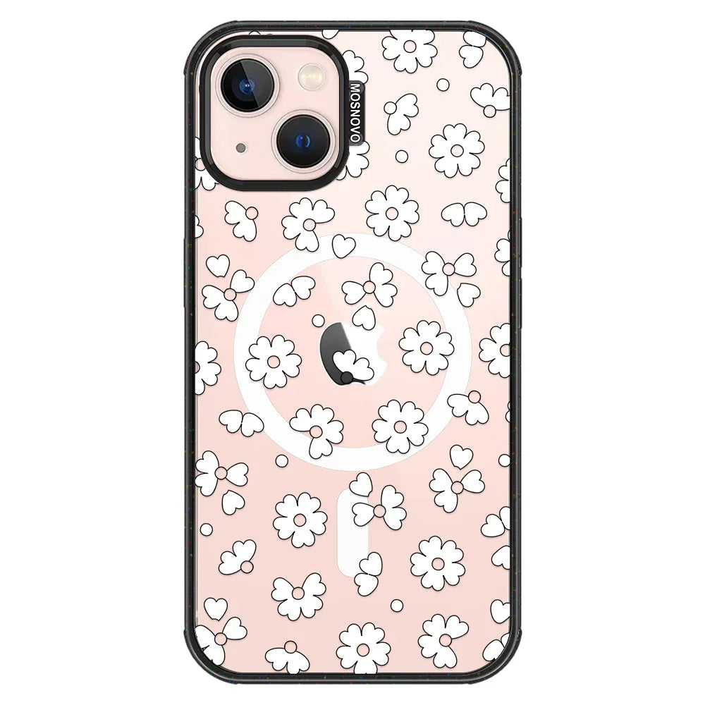 Floret Phone Case - iPhone 13 Case Clear Black ShockStone With MagSafe