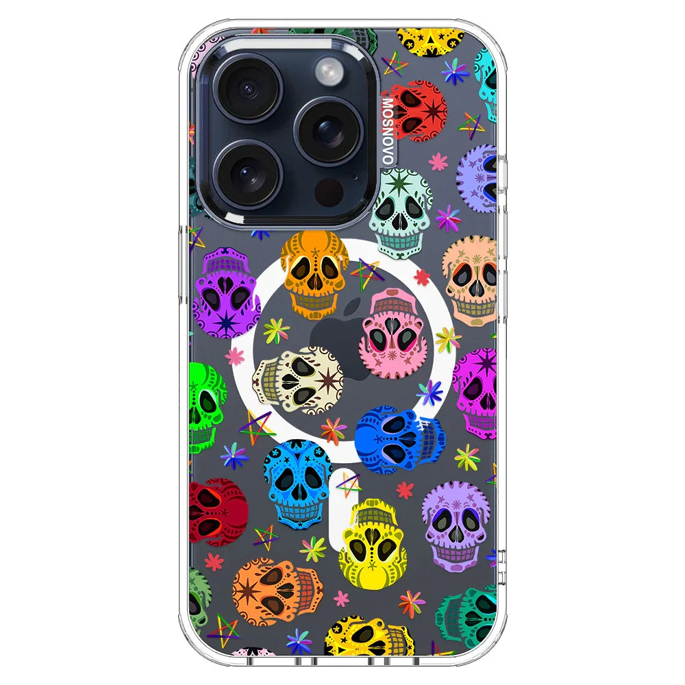 Sugar Skull Phone Case - iPhone 15 Pro Case Clear With MagSafe