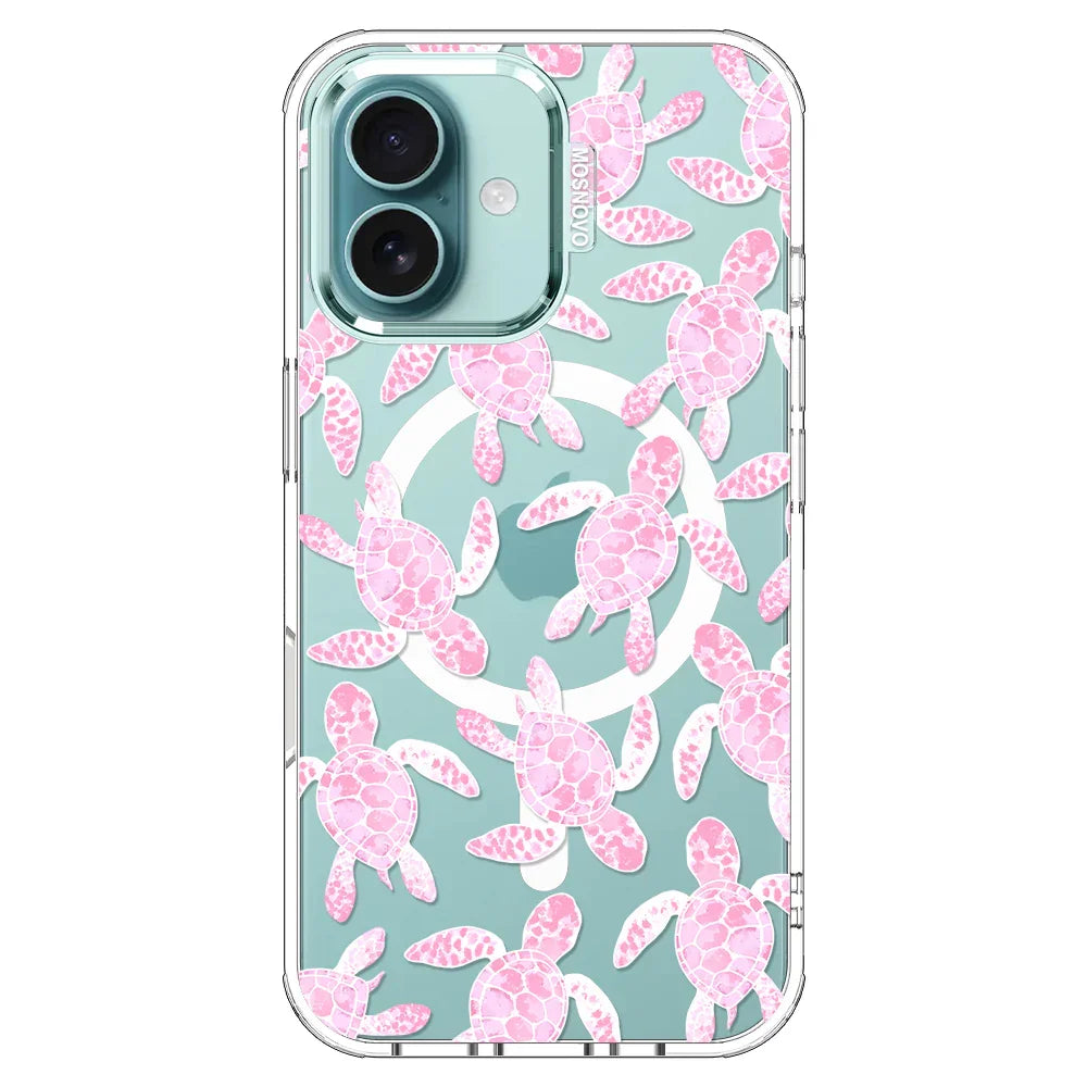Pink Turtle Phone Case - iPhone 16 Plus Case Clear With MagSafe