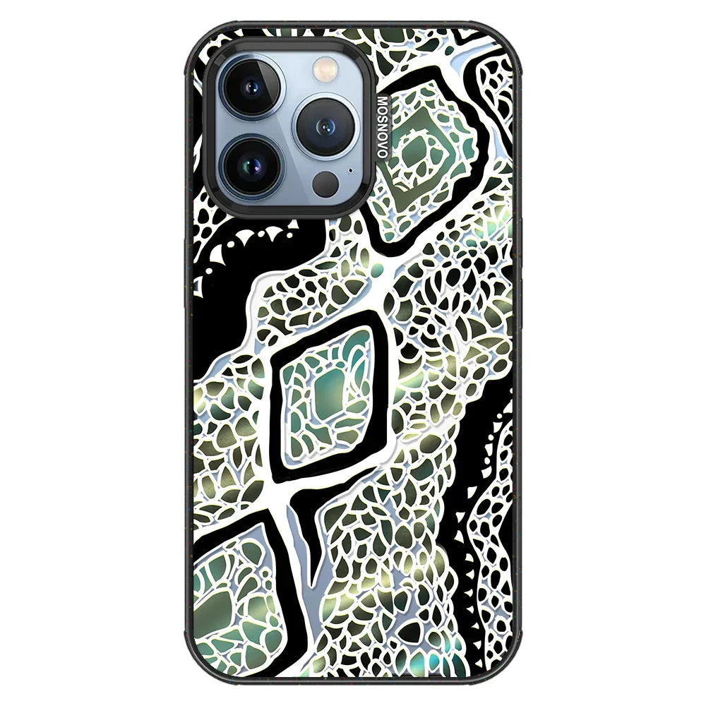 Jade Snake Phone Case - iPhone 13 Pro Case Clear Black ShockStone With MagSafe