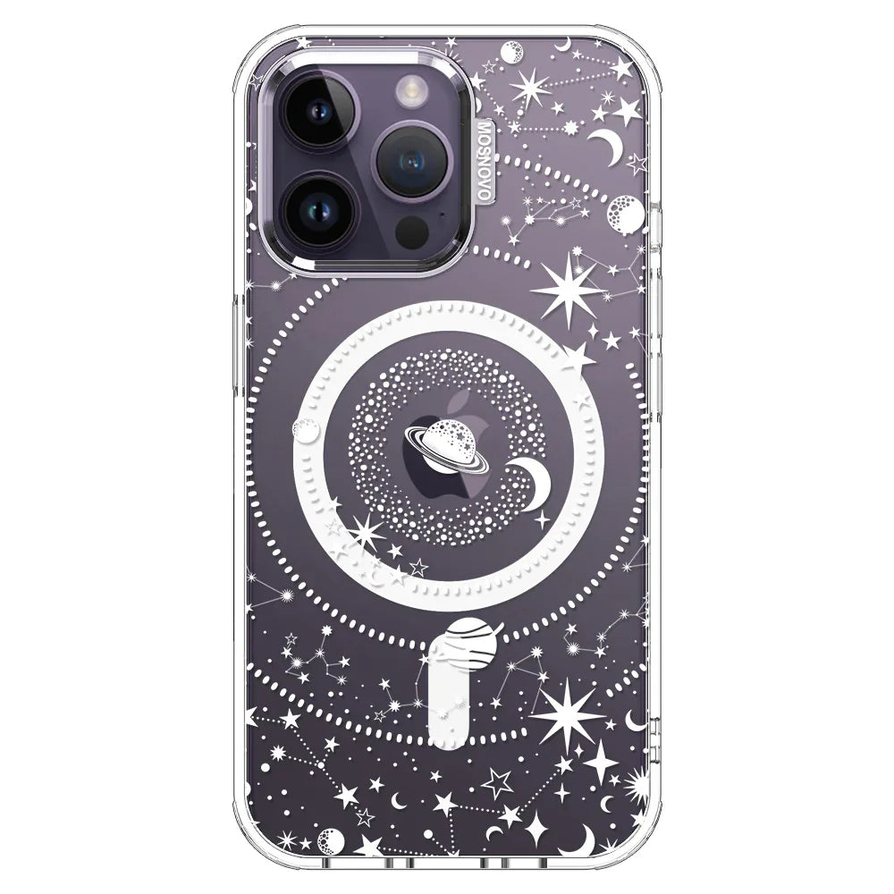 White Galaxy Phone Case - iPhone 14 Pro Max Case Clear With MagSafe