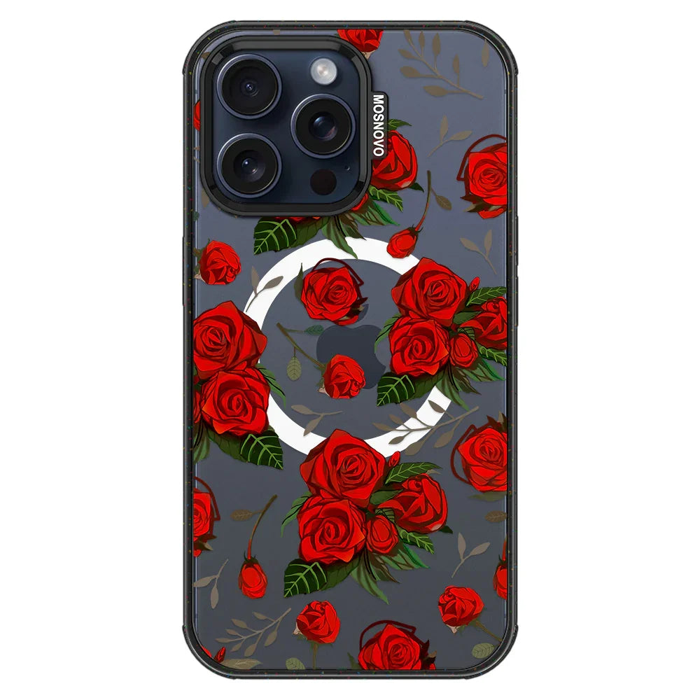 Roses Phone Case - iPhone 15 Pro Max Case Clear Black ShockStone With MagSafe