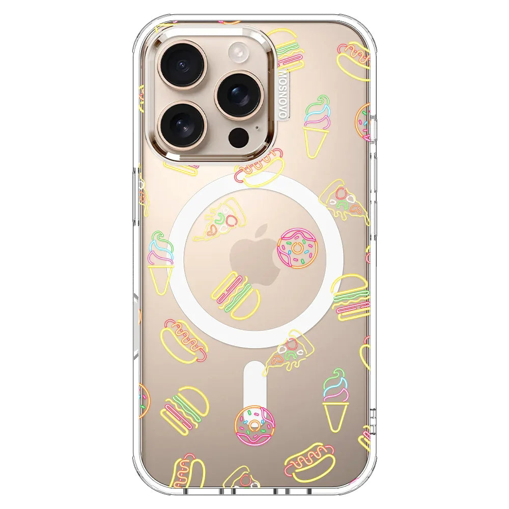 Neon Junk Food Phone Case - iPhone 16 Pro Case Clear With MagSafe