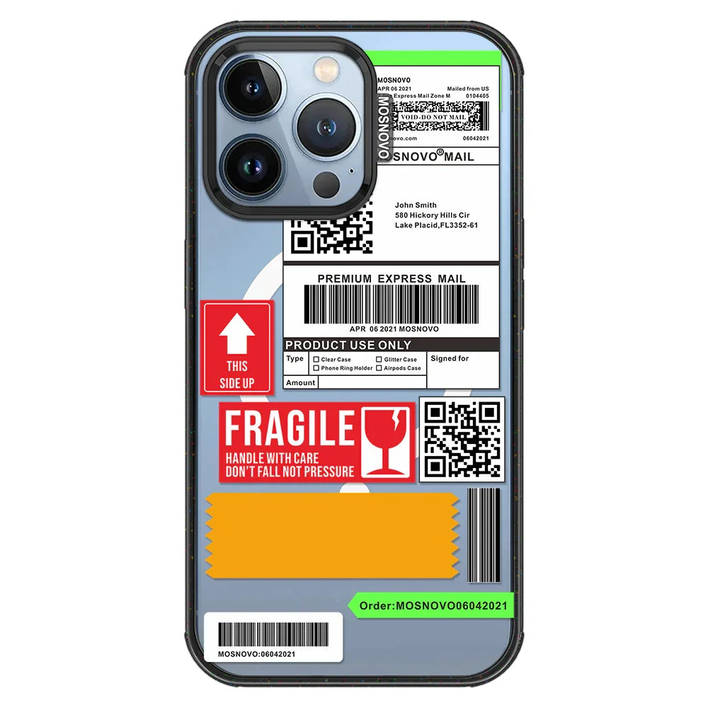 MOSNOVO LABEL Phone Case - iPhone 13 Pro Case Clear Black ShockStone With MagSafe