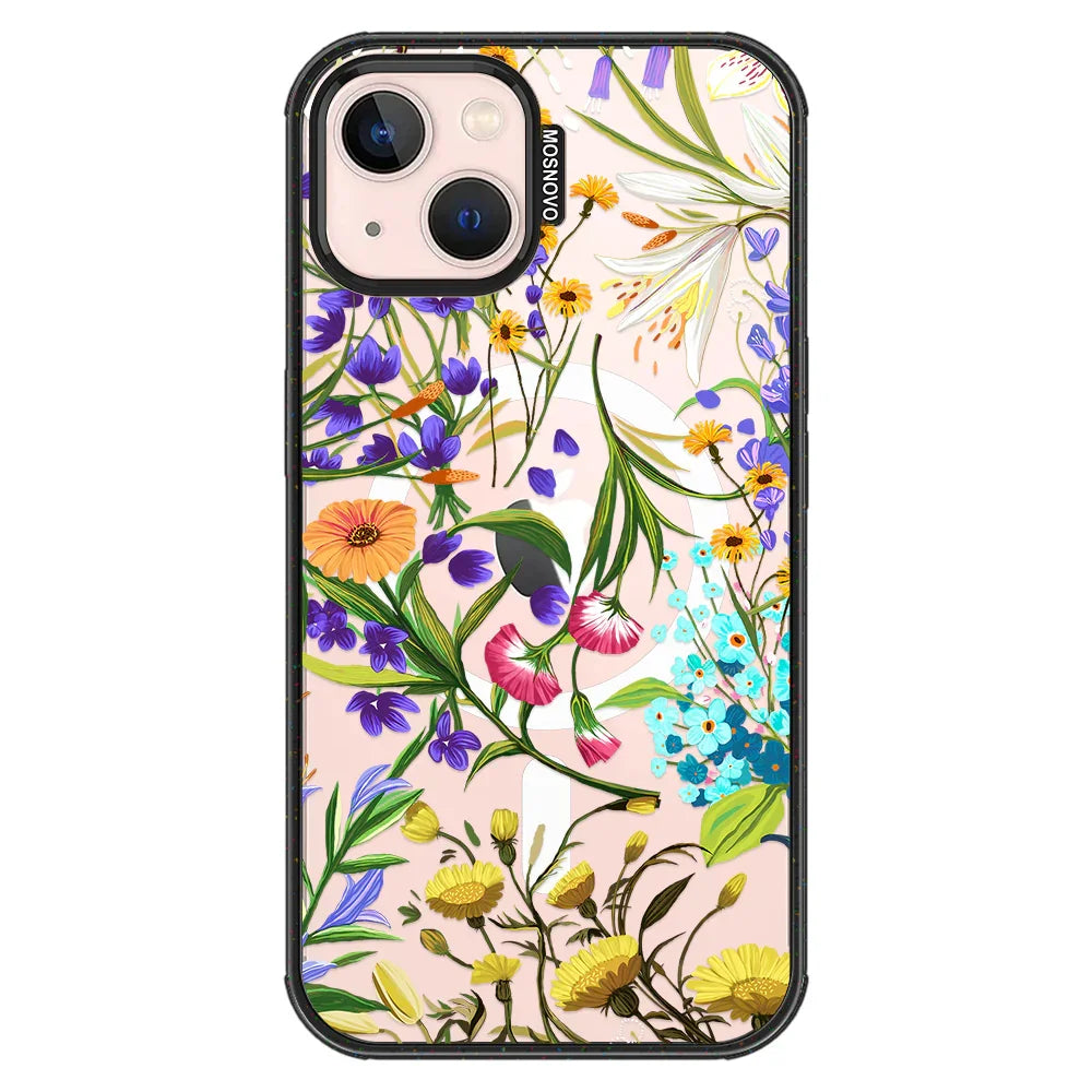 Summer Flower Holidays Phone Case - iPhone 13 Case Clear Black ShockStone With MagSafe